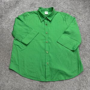 Blair Button Down Shirt Blouse Womens Large Green 3/4 Sleeve Classic Work Casual